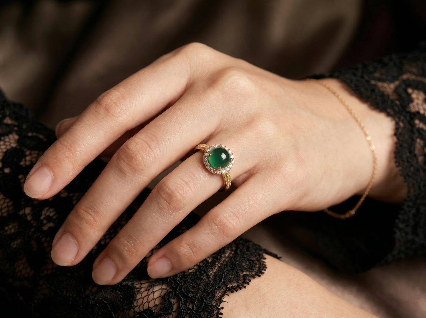 Océano - Anillo de Jade Natural