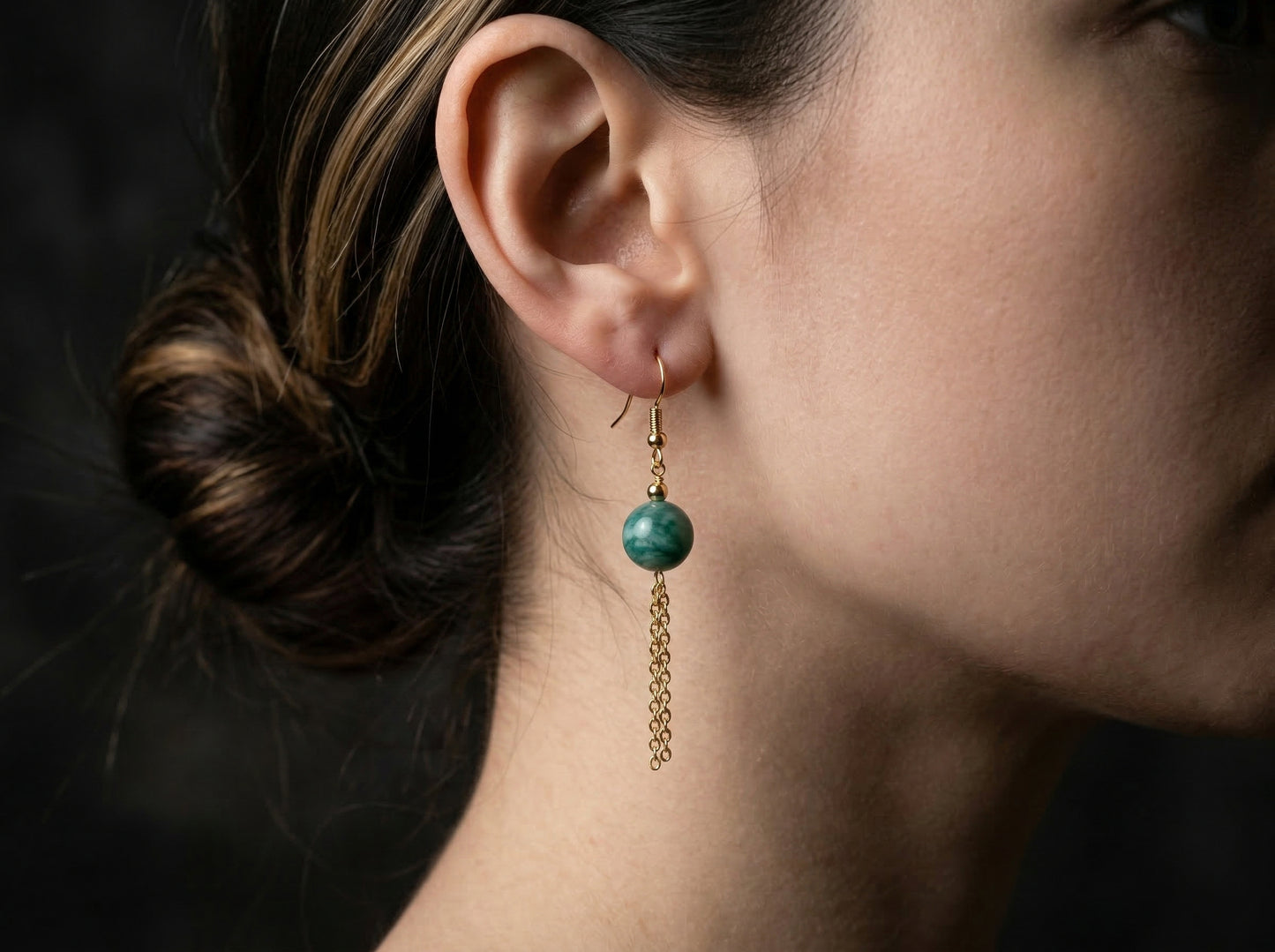 Pendientes de jade natural - Estrella